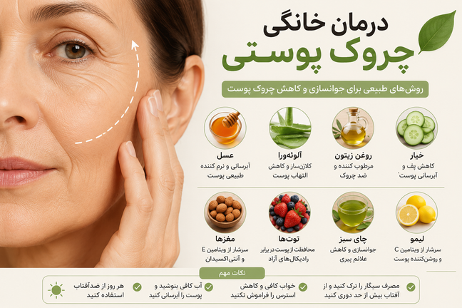 درمان خانگی چروک پوستی | ۱۰ روش طبیعی برای کاهش چروک و جوانسازی پوست