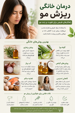 درمان خانگی ریزش مو | ۱۲ روش مؤثر برای جلوگیری از ریزش و تقویت مو